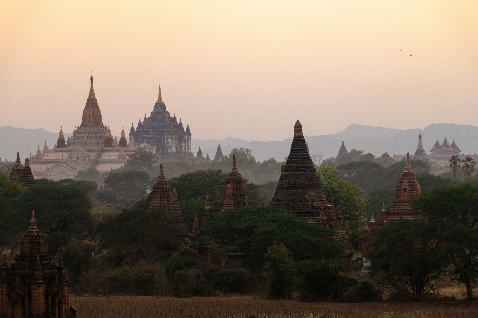 Beautiful view of ancient temples in Bagan, Myanmar