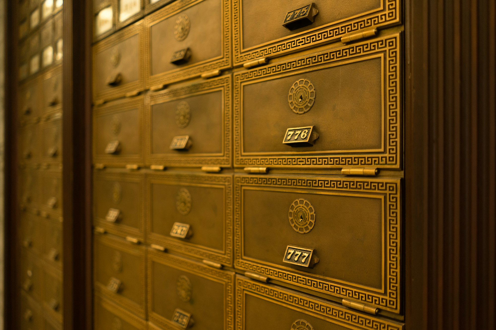 Post Office Box Keyed Mailbox Ornate Apartment Lobby