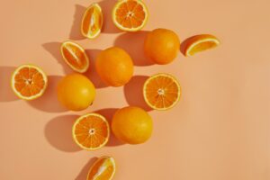 Orange slices on orange background