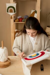 Creative embroidery technique Punch needle.